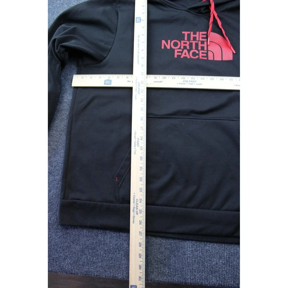 The North Face Mens XL Hoodie Black Red Logo Pullover Performance Sweatshirt